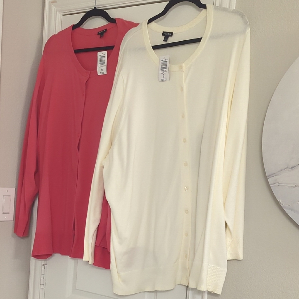 Torrid Women's Cardigan Set - Coral and Cream
